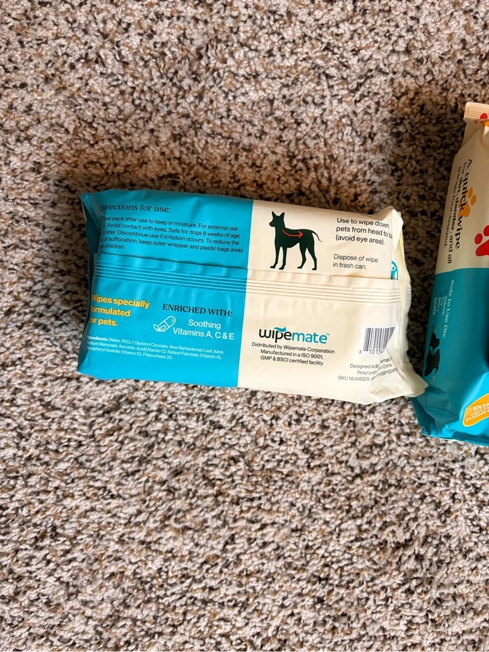 Wipemate Pet Wipes - Hypoallergenic No-Rinse Wipes 4 pack ( 400 wipes total)